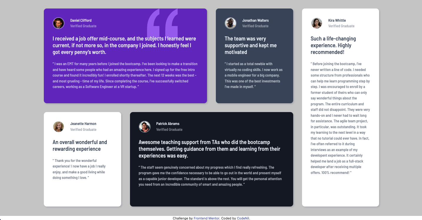CSS Testimonial Grid